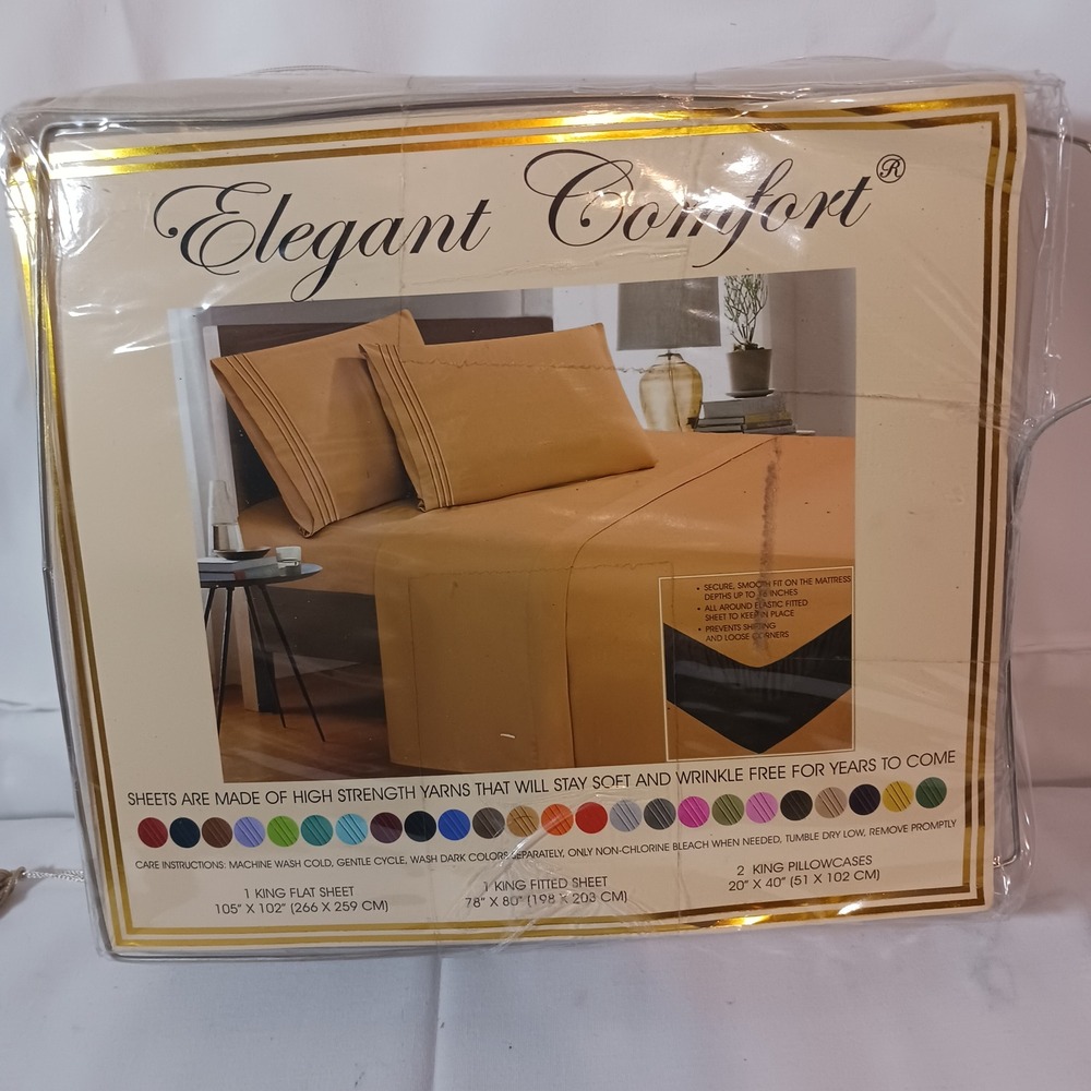 Elegant Comfort Sheet Set King Tan New 1500 Thread Count Deep Pocket 4pc Set